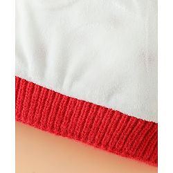 Babyhug Woollen Pom Pom Cap With Heart Print Red Diameter 11 cm