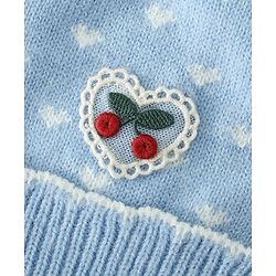 Babyhug Woollen Pom Pom Cap With Heart Print Red Diameter 11 cm