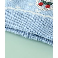 Babyhug Woollen Pom Pom Cap With Heart Print Red Diameter 11 cm