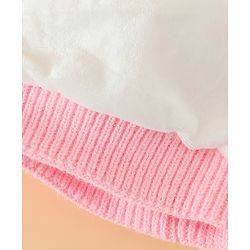 Babyhug Woollen Pom Pom Cap With Heart Print Red Diameter 11 cm
