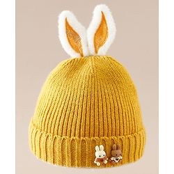 Babyhug Woollen Cap with beanie in Yellow - Diameter 16.5 cm