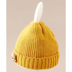 Babyhug Woollen Cap with beanie in Yellow - Diameter 16.5 cm