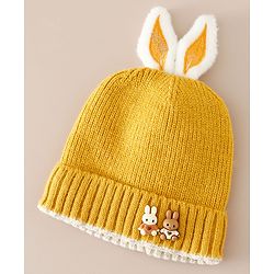 Babyhug Woollen Cap with beanie in Yellow - Diameter 16.5 cm