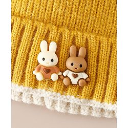 Babyhug Woollen Cap with beanie in Yellow - Diameter 16.5 cm