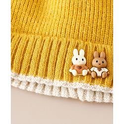 Babyhug Woollen Cap with beanie in Yellow - Diameter 16.5 cm