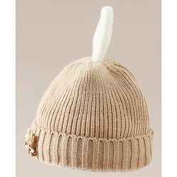 Babyhug Woollen Cap with beanie in Yellow - Diameter 16.5 cm