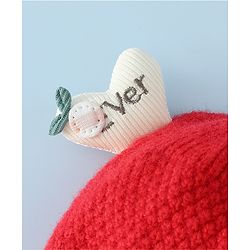 Babyhug Woollen Cap With Flower Applique in Red - Diameter 16 cm