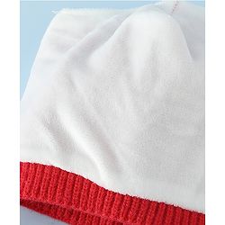 Babyhug Woollen Cap With Flower Applique in Red - Diameter 16 cm