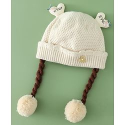Babyhug Woollen Cap With Flower Applique in Red - Diameter 16 cm
