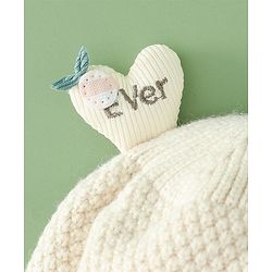 Babyhug Woollen Cap With Flower Applique in Red - Diameter 16 cm