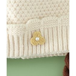 Babyhug Woollen Cap With Flower Applique in Red - Diameter 16 cm