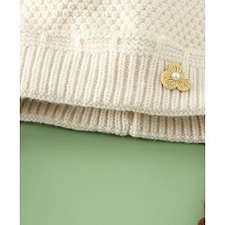 Babyhug Woollen Cap With Flower Applique in Red - Diameter 16 cm