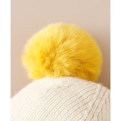 Babyhug Woollen Cap With Bear Applique in Beige - Diameter 15.5 cm