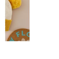 Babyhug Woollen Cap With Bear Applique in Beige - Diameter 15.5 cm