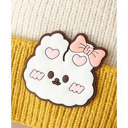 Babyhug Woollen Cap With Bear Applique in Beige - Diameter 15.5 cm