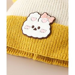 Babyhug Woollen Cap With Bear Applique in Beige - Diameter 15.5 cm