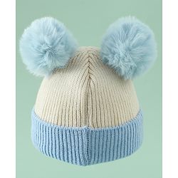 Babyhug Woollen Cap With Bear Applique in Beige - Diameter 15.5 cm