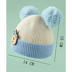 Babyhug Woollen Cap With Bear Applique in Beige - Diameter 15.5 cm