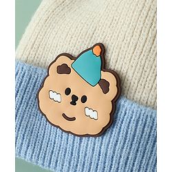 Babyhug Woollen Cap With Bear Applique in Beige - Diameter 15.5 cm