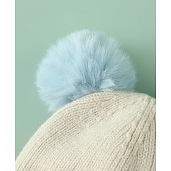 Babyhug Woollen Cap With Bear Applique in Beige - Diameter 15.5 cm
