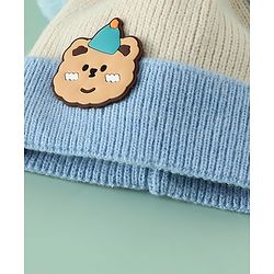Babyhug Woollen Cap With Bear Applique in Beige - Diameter 15.5 cm