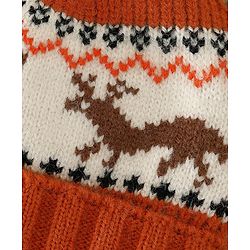 Babyhug Woollen Cap with Reindeer Applique in Red - Diameter 14 cm