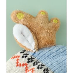 Babyhug Woollen Cap with Reindeer Applique in Red - Diameter 14 cm