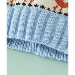 Babyhug Woollen Cap with Reindeer Applique in Red - Diameter 14 cm