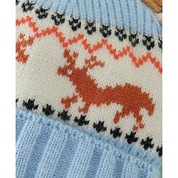 Babyhug Woollen Cap with Reindeer Applique in Red - Diameter 14 cm