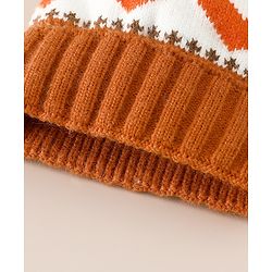 Babyhug Woollen Cap With Heart Design in Orange - Diameter 14.5 cm