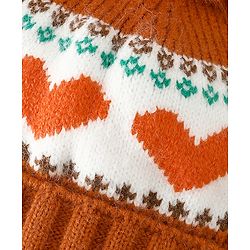 Babyhug Woollen Cap With Heart Design in Orange - Diameter 14.5 cm
