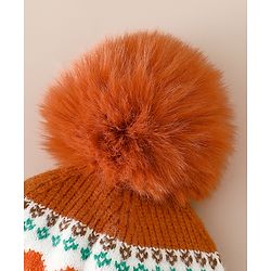Babyhug Woollen Cap With Heart Design in Orange - Diameter 15.5 cm