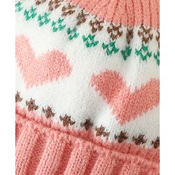 Babyhug Woollen Cap With Heart Design in Orange - Diameter 14.5 cm