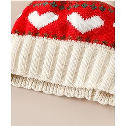 Babyhug Woollen Cap With Heart Design in Orange - Diameter 14.5 cm