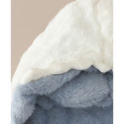 Babyhug Woollen Cap with Knot & Dino Applique in Blue - Diameter 33 cm