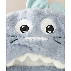 Babyhug Woollen Cap with Knot & Dino Applique in Blue - Diameter 33 cm