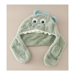 Babyhug Woollen Cap with Knot & Dino Applique in Blue - Diameter 33 cm