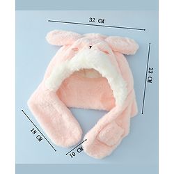 Babyhug Woollen Cap with Knot & Ear in Pink - Diameter 33 cm