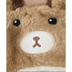Babyhug Woollen Cap with Knot & Bear Applique in Brown - Diameter 33 cm