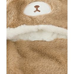 Babyhug Woollen Cap with Knot & Bear Applique in Brown - Diameter 33 cm