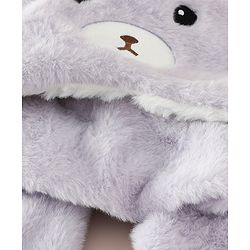 Babyhug Woollen Cap with Knot & Bear Applique in Brown - Diameter 33 cm