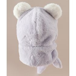 Babyhug Woollen Cap with Knot & Bear Applique in Brown - Diameter 33 cm