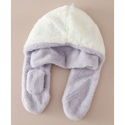 Babyhug Woollen Cap with Knot & Bear Applique in Brown - Diameter 33 cm