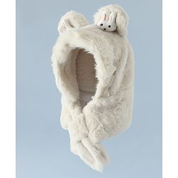 Babyhug Woollen Cap with Bunny Ear & Knot Beige - Diameter 37.5 cm