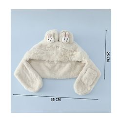 Babyhug Woollen Cap with Bunny Ear & Knot Beige - Diameter 37.5 cm