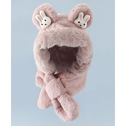 Babyhug Woollen Cap with Bunny Ear & Knot Beige - Diameter 37.5 cm