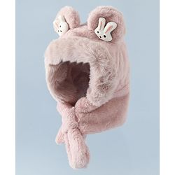 Babyhug Woollen Cap with Bunny Ear & Knot Beige - Diameter 37.5 cm