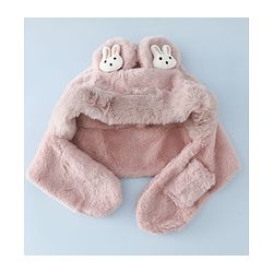 Babyhug Woollen Cap with Bunny Ear & Knot Beige - Diameter 37.5 cm