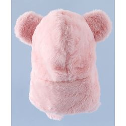 Babyhug Woollen Cap with Bear Ear & Knot Pink - Diameter 33 cm