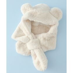 Babyhug Woollen Cap with Bear Ear & Knot Pink - Diameter 33 cm